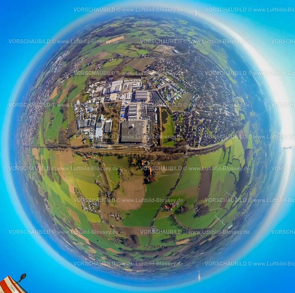 Selm230290012_Bork_Gewerbegebiet | Luftbild, Übersicht,Fischaugenbild,  Bork, Selm, Ruhrgebiet, Nordrhein-Westfalen, Deutschland