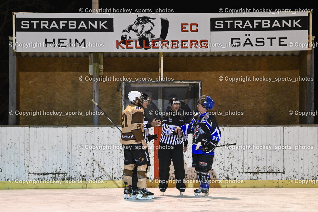 EC Kellerberg vs. ASKÖ Görlach 27.1.2024 | Hausott Erik, KRENN Christopher, Referees, #21 Pettauer Christoph, #71 Schaubach Christian