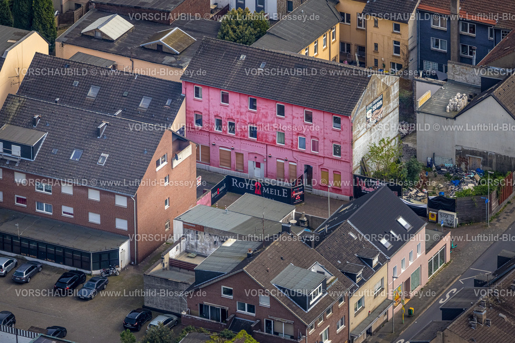 Oberhausen240401065 | Luftbild, Rotlichtviertel Rote Meile Flaßhofstraße Innenstadt, Oberhausen, Ruhrgebiet, Nordrhein-Westfalen, Deutschland