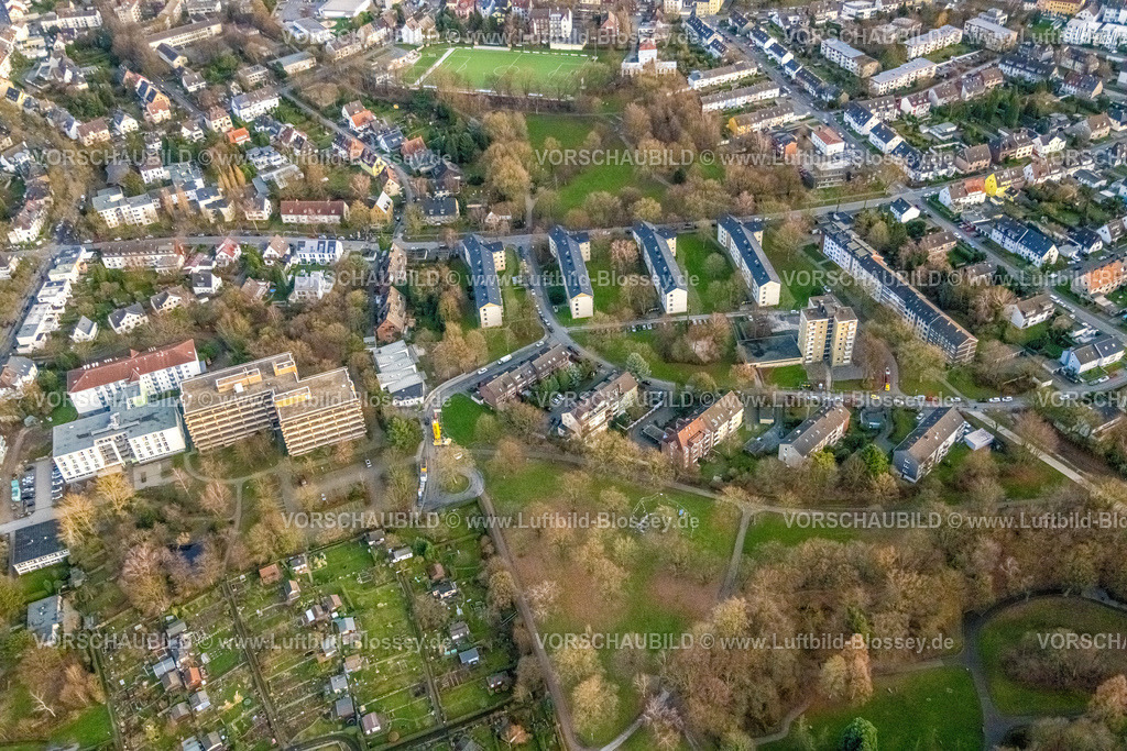 Bochum230102170 | Luftbild, Wohnsiedlung Am Dornbusch, Vels-Heide-Park an der Velsstraße, Kindertagesstätte Am Dornbusch, Altenbochum, Bochum, Ruhrgebiet, Nordrhein-Westfalen, Deutschland