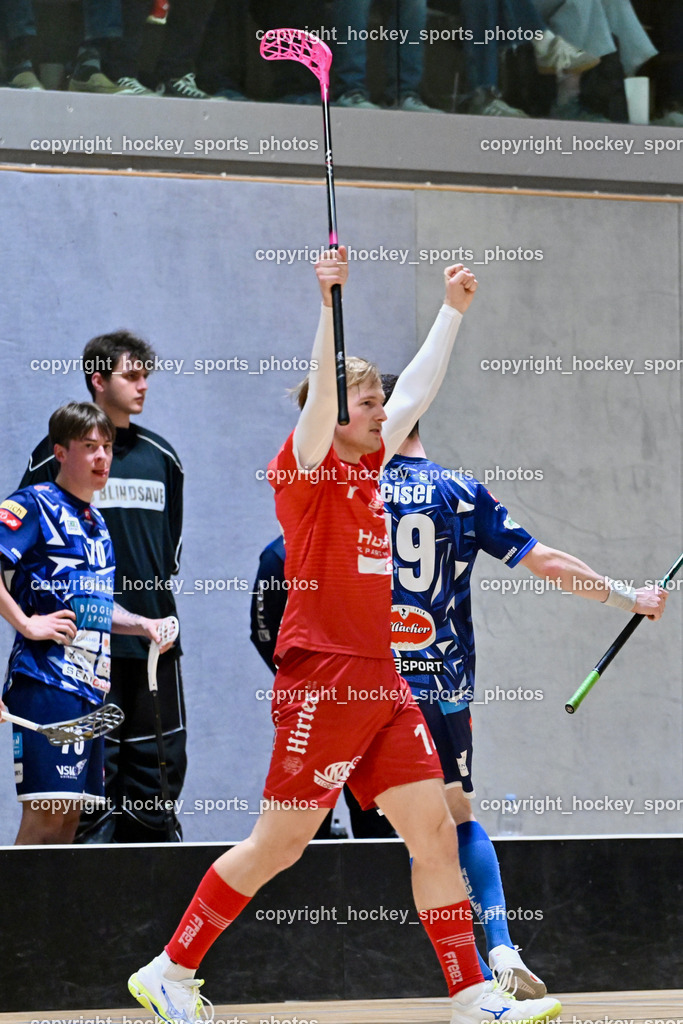 KAC Floorball vs. VSV Unihockey | Jubel #14 Pascual Fina KAC Floorball, KAC Floorball vs. VSV Unihockey, KAC Floorball vs. VSV Unihockey am 21.03.2026 in Klagenfurt (Ballspielhalle Waidmannsdorf), Austria, (Photo by Bernd Stefan)