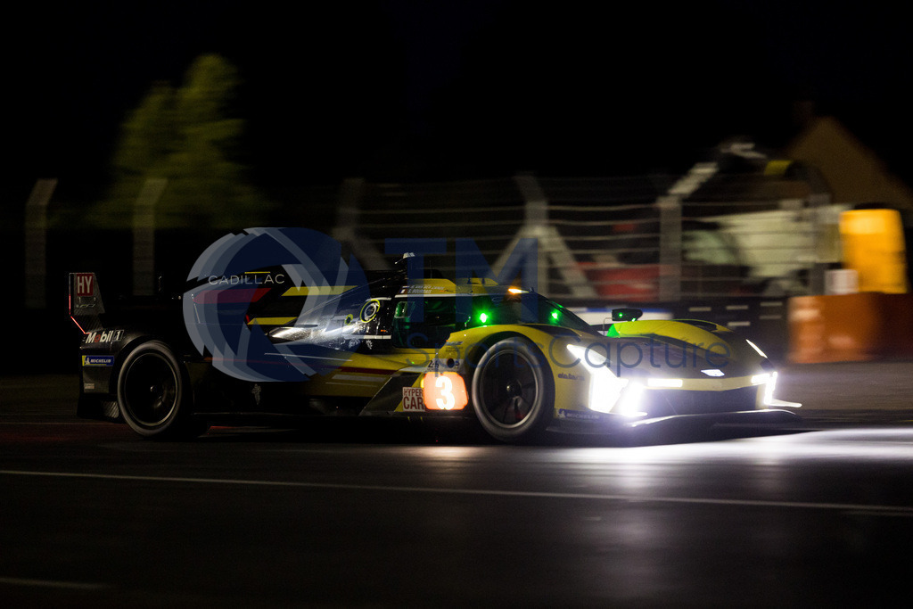 Trainproduction-20230607-2039 | LE MANS,FRANCE,07.Jun.23 - MOTORSPORTS - WEC, FIA World Endurance Championships, 24 Hours of Le Mans, Circuit de la Sarthe, free practice 1. Image shows Sebastien Bourdais (FRA), Renger Van der Zande (NED) and Scott Dixon (NZL/Cadillac Racing). Photo: Trainproduction / Matthias Trinkl