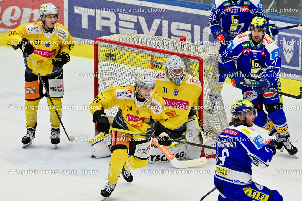 EC IDM WÄRMEPUMPEN VSV vs. Vienna Capitals | #9 Alexander Rauchenwald EC VSV, #24 Simon Bourque Vienna Capitals, #31 Evan Cowley Vienna Capitals, #91 Nick Hutchison EC VSV, #37 Christof Kromp Vienna Capitals, EC IDM WÄRMEPUMPEN VSV vs. Vienna Capitals, EC IDM WÄRMEPUMPEN VSV vs. Vienna Capitals am 16.11.2025 in Villach (Stadthalle Villach), Austria, (Photo by Bernd Stefan)