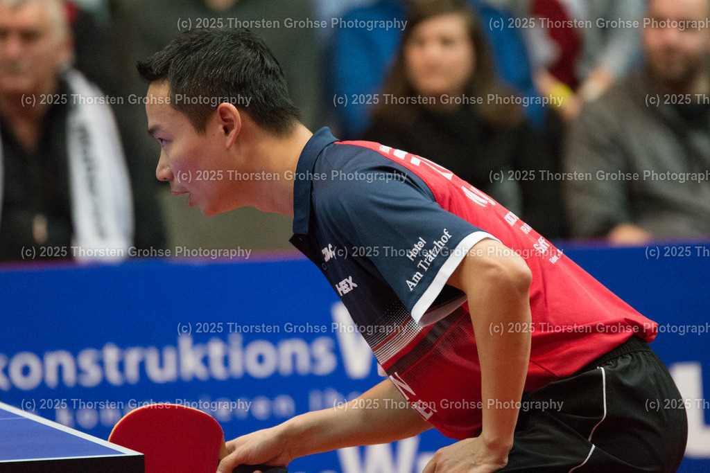 TTBL TTC Fulda-Maberzell vs. Borussia Duesseldorf | Xi WANG (TTC RhoenSprudel Fulda-Maberzell); TTBL TTC Fulda-Maberzell vs. Borussia Duesseldorf, Tischtennis-Bundesliga - 12. Spieltag am 21.01.2018 in der Hubtex Arena in Fulda, (Deutschland) - Realisiert mit Pictrs.com