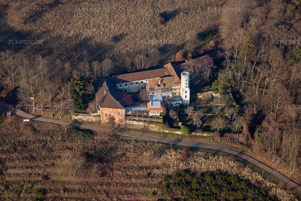 Luftbild: Museums- Gebäude- Ensemble Slevogthof in Leinsweiler im Bundesland Rheinland-Pfalz in Deutschland. Foto: IMG_112532.jpg vom 21.01.2019 durch Werner Riehm/FLY-FOTO.de