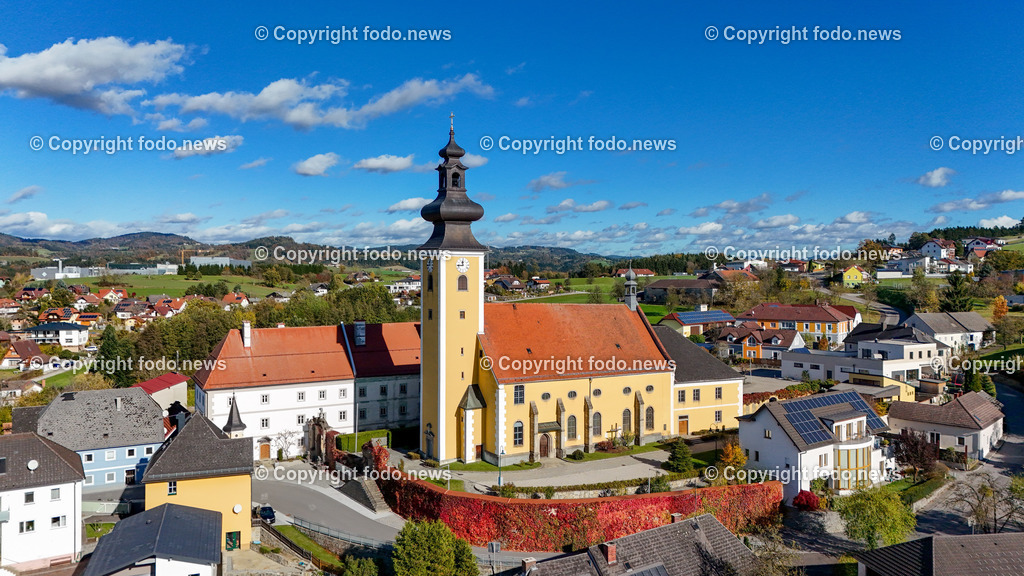 Muenzbach_ 06.11.2023-31 | 06.11.2023, Muenzbach, AUT, Muenzbach im Bild Kirche Muenzbach mit dem Kloster

Drohne