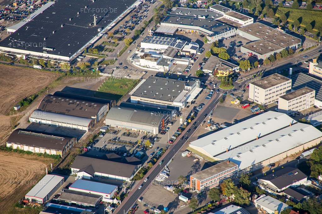 Luftbild: Aldi, Görtz, DM in Brühl im Bundesland Baden-Württemberg in Deutschland. Foto: IMG_072976.jpg vom 23.09.2014 durch Werner Riehm/FLY-FOTO.de