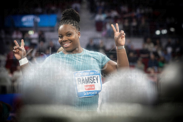 ISTAF Indoor; Duesseldorf, 24.01.2026 | DUESSELDORF, GERMANY - JANUARY 24:  Jessica Ramsey (USA) during the warm-up of the shot put during the ISTAF Indoor Dusseldorf at PSD Bank Dome on January 24, 2026 in Duesseldorf, Germany. 