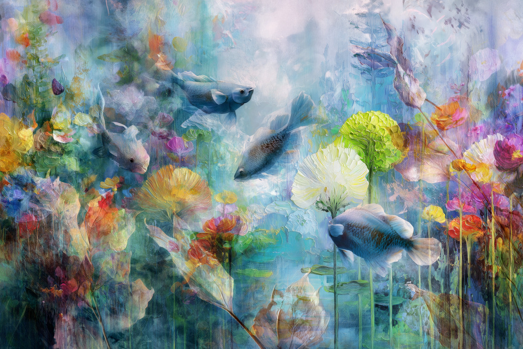 2507032 - Unterwasser-Fantasie | Fantasievolle Unterwasserwelt Collage. Bestelle dieses Motiv als hochwertiges Wandbild oder Poster.