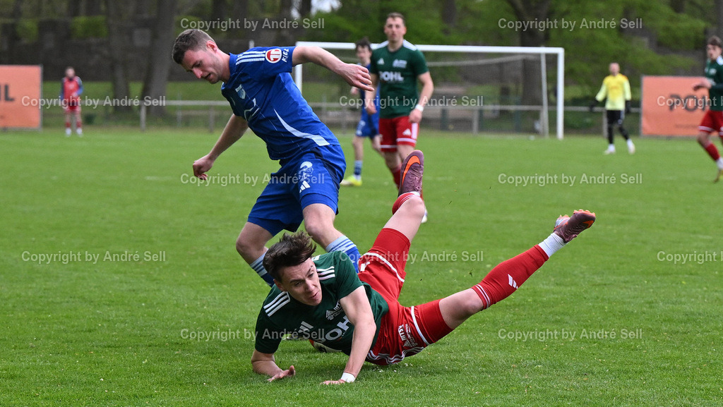 MTSV Hohenwestedt (grün) vs TuS Rotenhof (blau) | Rene Helmcke (MTSV #27) vs Felix Struck (Rotenhof #8) / Fußball-Oberliga Männer 2025/2026 / MTSV Hohenwestedt (grün) vs TuS Rotenhof (blau) / Sportplatz Wilhelmhöh / Hohenwestedt / 25.04.26 - Realisiert mit Pictrs.com