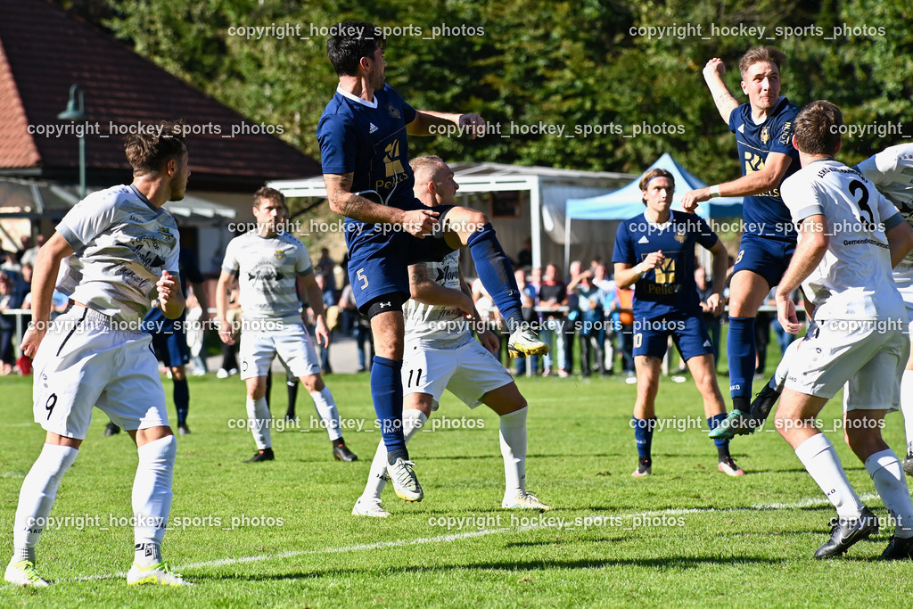 ATUS Velden vs. ASKÖ Köttmannsdorf 7.10.2023 | #9 Ishak Osmanovic ATUS Velden, #5 Roland Putsche ATUS Velden, #11 Aner Mandzic Köttmannsdorf, #17 Stephan Borovnik (K) Köttmannsdorf, #8 Fabian Kopeinig ATUS Velden, #3 Fabian Janschitz Köttmannsdorf, ATUS Velden vs. ASKÖ Köttmannsdorf 7.10.2023, ATUS Velden vs. ASKÖ Köttmannsdorf am 07.10.2023 in Velden (Wald Arena Velden), Austria, (Photo by Bernd Stefan)