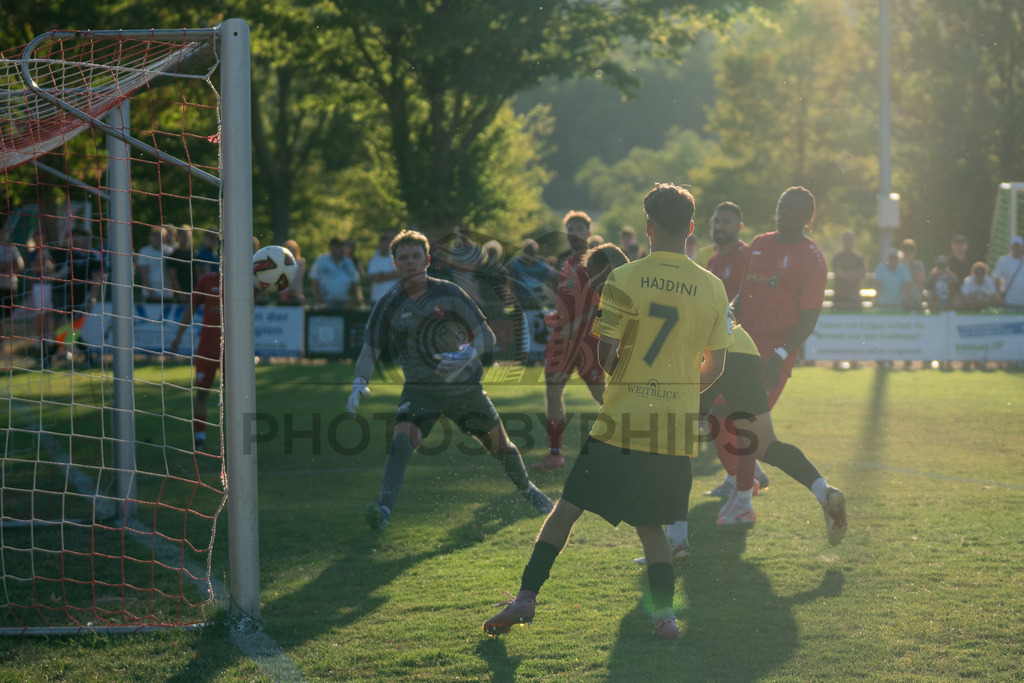 SSV Schwäbisch Hall vs. SG Sonnenhof Großaspach, Fussball, WFV-Pokal, 3. Runde, 11.08.2026 | Tor durch Fabian Eisele (SG Sonnenhof Großaspach, #23) per Kopf zum 0:4,SSV Schwäbisch Hall vs. SG Sonnenhof Großaspach, Fussball, WFV-Pokal, 3. Runde, 11.08.2026