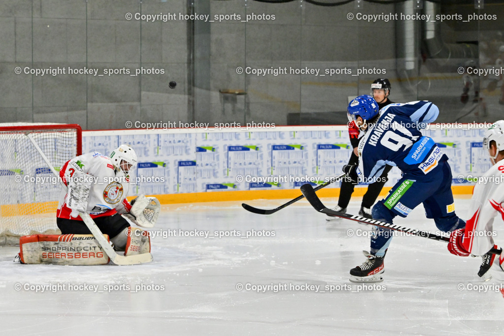ESV FERLACH vs. ESC SOCCERZONE STEINDORF | #35 Arneitz Christian ESV Ferlach, #91 Kravanja Kristian ESC Steindorf, ESV FERLACH vs. ESC SOCCERZONE STEINDORF, ESV FERLACH vs. ESC SOCCERZONE STEINDORF am 22.11.2024 in Ferlach (Eishalle Ferlach ), Austria, (Photo by Bernd Stefan)