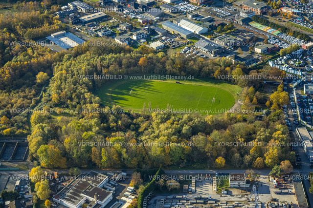 Hamm231101647 | Luftbild, Fußballplatz Hüserstraße, umgeben von herbstlichen Laubbäumen, Bockum-Hövel, Hamm, Ruhrgebiet, Nordrhein-Westfalen, Deutschland