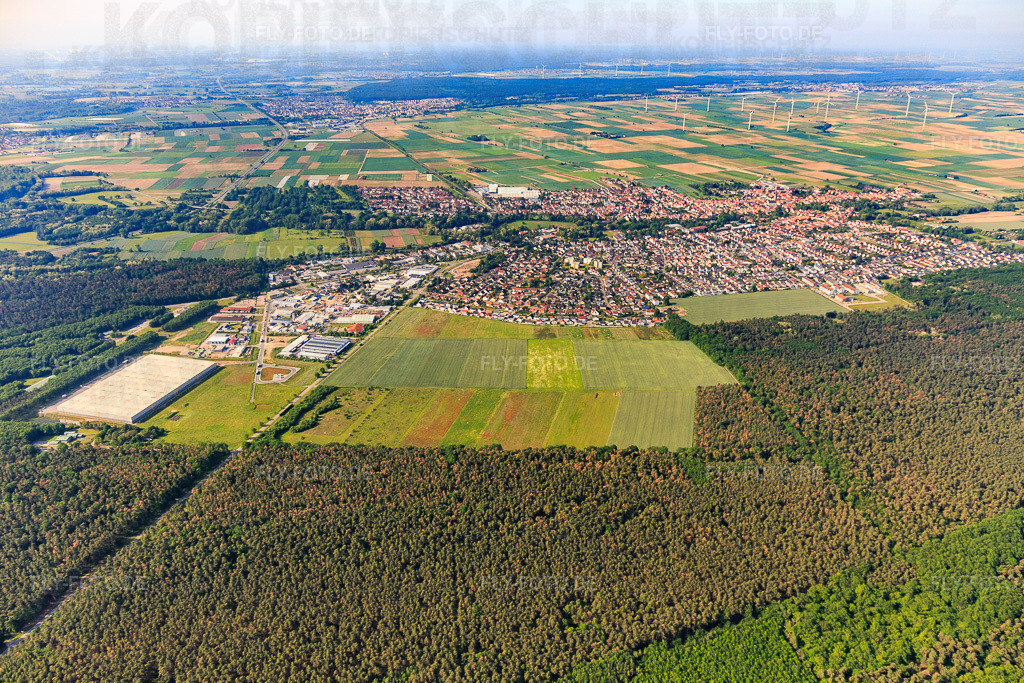 Ortsansicht aus Norden | Luftbild: Ortsansicht aus Norden in Bellheim im Bundesland Rheinland-Pfalz in Deutschland. Foto: IMG_114260.jpg vom 26.05.2019 durch Werner Riehm/FLY-FOTO.de - Realisiert mit Pictrs.com