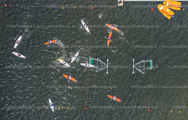 Essen230708087 | Luftbild, KanuPolo auf dem Baldeneysee, Bredeney, Essen, Ruhrgebiet, Nordrhein-Westfalen, Deutschland