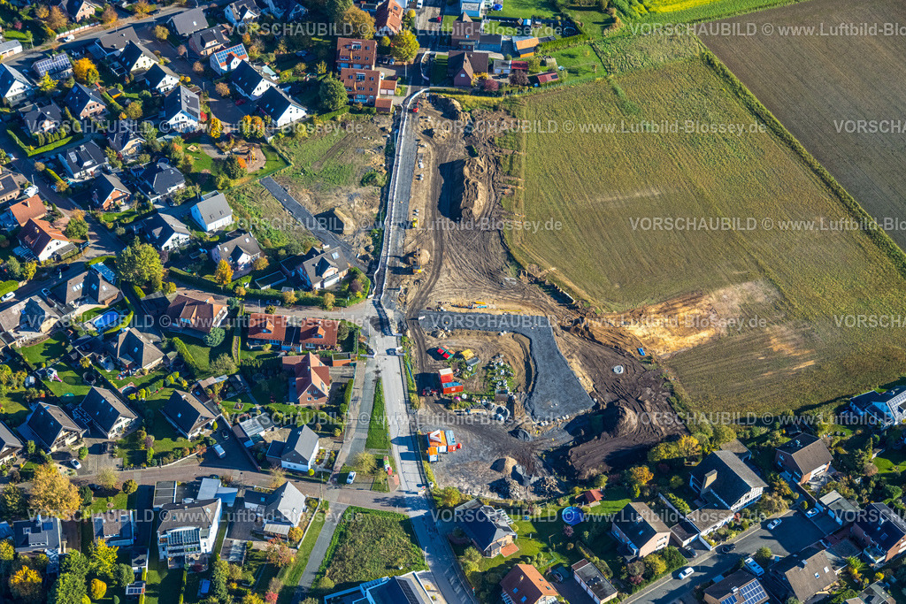 Hamm251001114 | Luftbild, Baustelle an der Brandheide Ecke Bimbergsheide, Uentrop, Hamm, Ruhrgebiet, Nordrhein-Westfalen, Deutschland