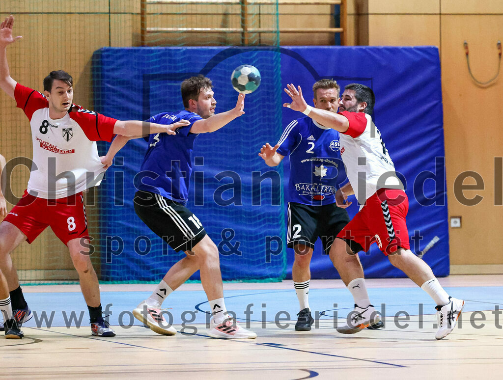 2022-10-08_066_SpVgg_Altenerding_gegen_ASV_Dachau | Erding, Deutschland, 08.10.2022:
Handball, Bezirksoberliga Männer 2022 / 2023, 4. Spieltag, SpVgg Altenerding gegen ASV Dachau, Endergebnis: 23:23

Quirin Huber (SpVgg Altenerding, #8), Moritz Deichl (ASV Dachau, #18), Maximilian Hauß (ASV Dachau, #2), Christian Loris (SpVgg Altenerding, #10)

Foto: Christian Riedel / fotografie-riedel.net