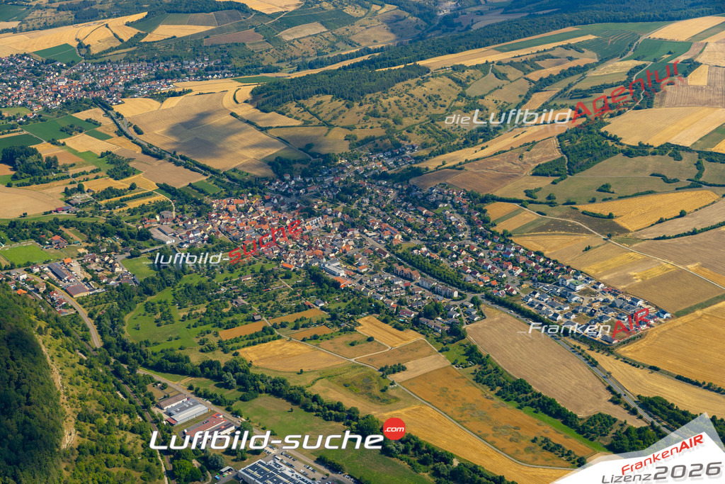 Das Luftbild zeigt : Edelfingen Bad Mergentheim - Die Luftaufnahme wurde 2023 vom UL-Flugzeug aus erstellt ( keine Drohne ) - Hochauflösende Luftaufnahme - Für grossformatige Ausdrucke geeignet. Die Geschenkidee !Mit Lizenz und Bildrechte bestellbar