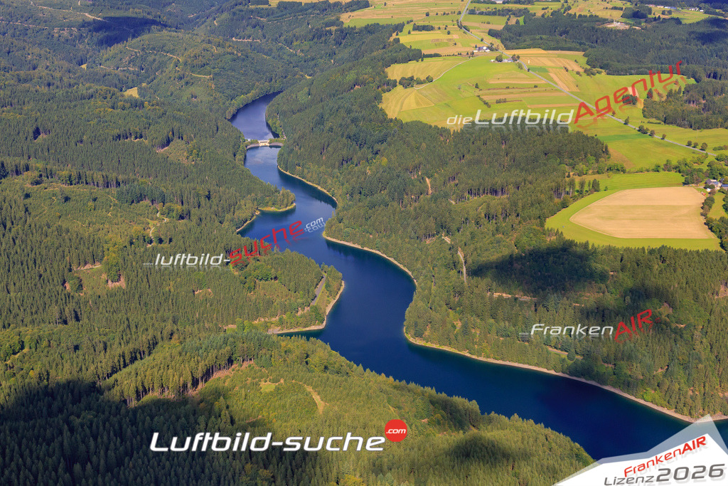 Die Luftaufnahme Mauthaustalsperre - Nordhalben wurde 2017 mittels Flugzeug (keine Drohne) erstellt. Perfekte Schärfe und Druck- Auflösung- Garantiert!