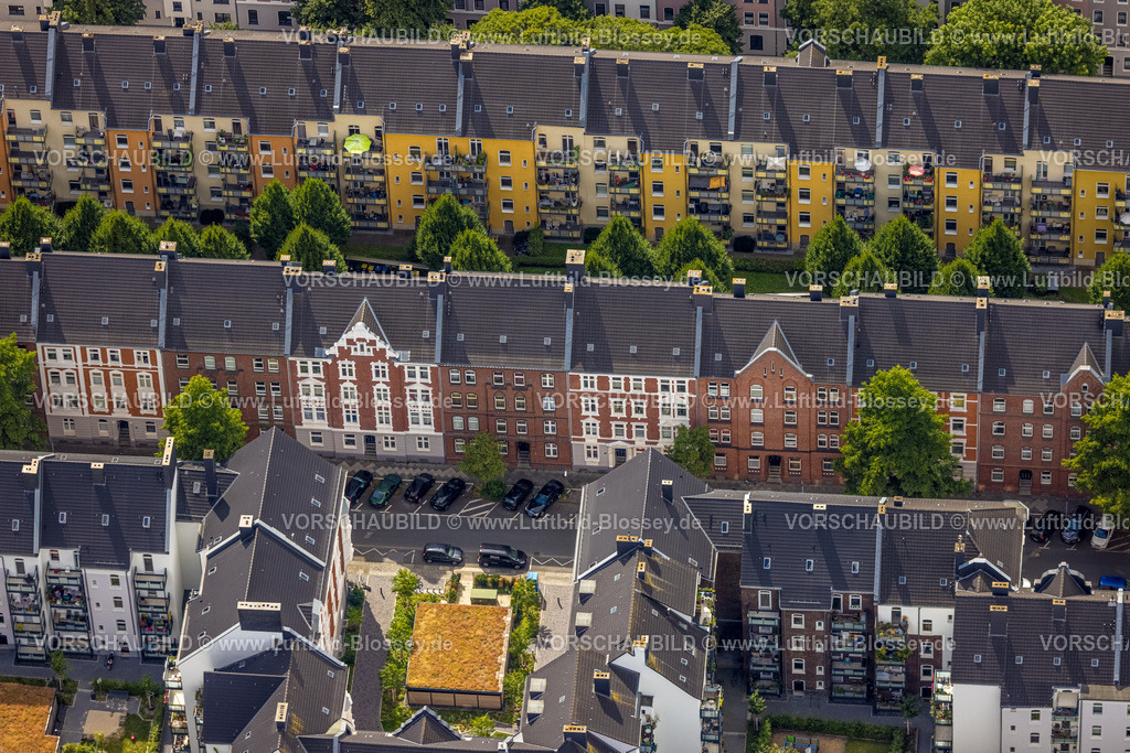 Dortmund230700443 | Luftbild, Miethäuser Reihenhäuser Heinrichstraße, Dorstfelder Brücke, Dortmund, Ruhrgebiet, Nordrhein-Westfalen, Deutschland