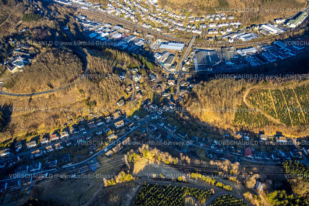 Lennestadt250309689Jammertal | Luftbild, Wohngebiet Ortsansicht Ortsteil Jammertal, Gewerbegebiet Hundmaue, Altenhundem, Lennestadt, Sauerland, Nordrhein-Westfalen, Deutschland