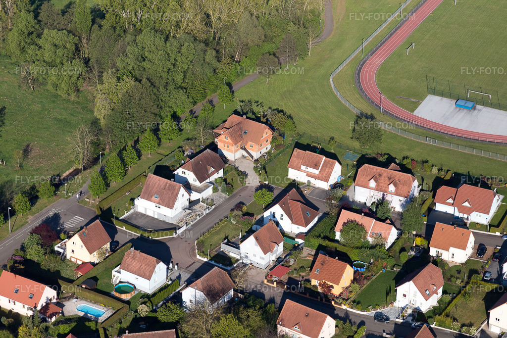 Aerial view: View of the town in the district Altenstadt in Wissembourg in the state Bas-Rhin, France.Photo: IMG_099278.jpg taken on 04/30/2017 by Werner Riehm/FLY-FOTO.comResolution of the original: 5472 x 3648 px