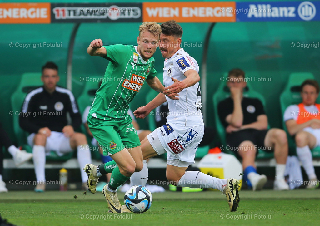 A_LUI_14042024_16 | SPORT,FUSSBALL.ADMIRAL BUNDESLIGA SK RAPID-AUSTRIA KLAGENFURT14.04.2024 IM BILD: MARCO GRUELL (RAPID) UND CHRISTOPHER WERNITZNIG (KLAGENFURT) FOTO.FOTOLUI/MW