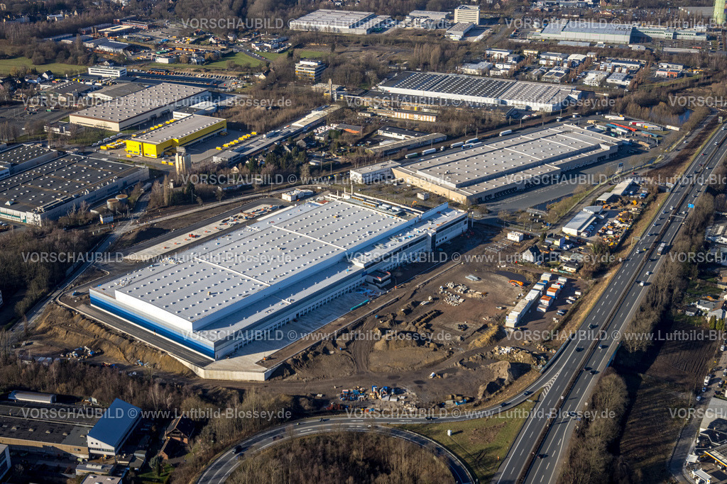 Bochum240103923 | Luftbild, Baustelle Gewerbepark HER-BO an der Autobahn A43 Abfahrt Riemke, Riemke, Bochum, Ruhrgebiet, Nordrhein-Westfalen, Deutschland