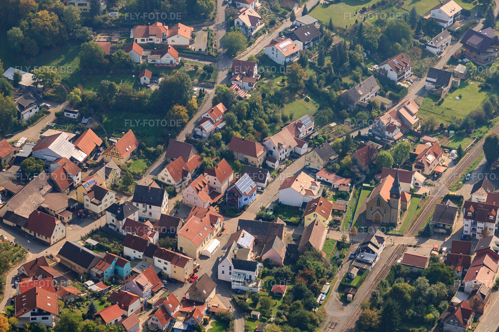 Luftbild: Mühlstr im Ortsteil Untergimpern in Neckarbischofsheim im Bundesland Baden-Württemberg in Deutschland. Foto: IMG_45596-1643.jpg vom 25.09.2011 durch Werner Riehm/FLY-FOTO.de