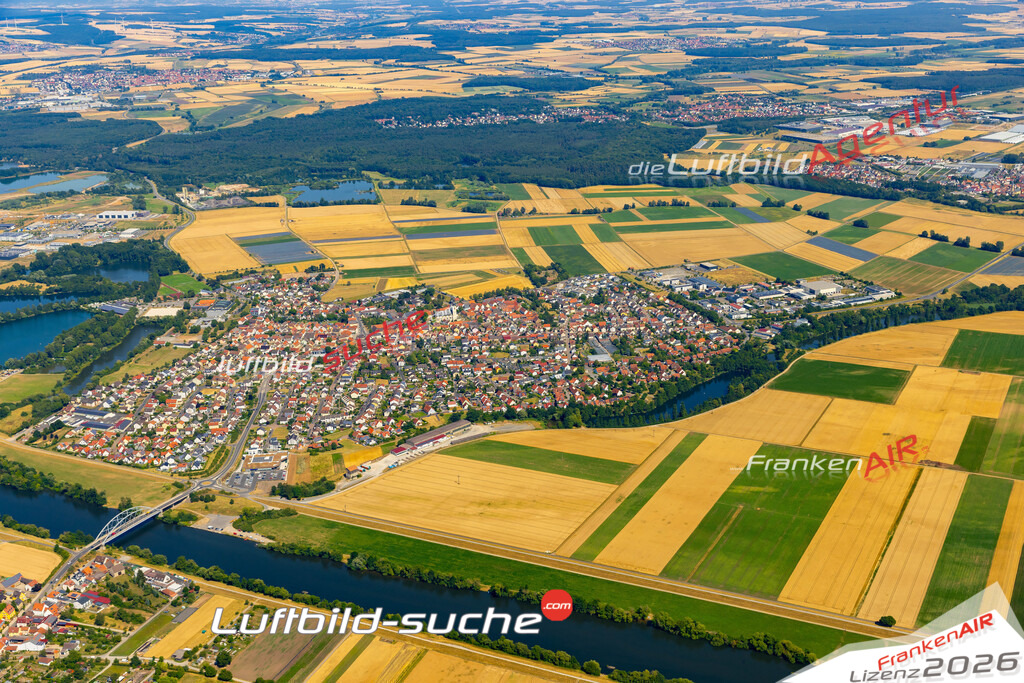 Das Luftbild zeigt :  Grafenrheinfeld - Die Luftaufnahme wurde 2023 vom UL-Flugzeug aus erstellt ( keine Drohne ) - Hochauflösende Luftaufnahme - Für grossformatige Ausdrucke geeignet. Die Geschenkidee !Mit Lizenz und Bildrechte bestellbar