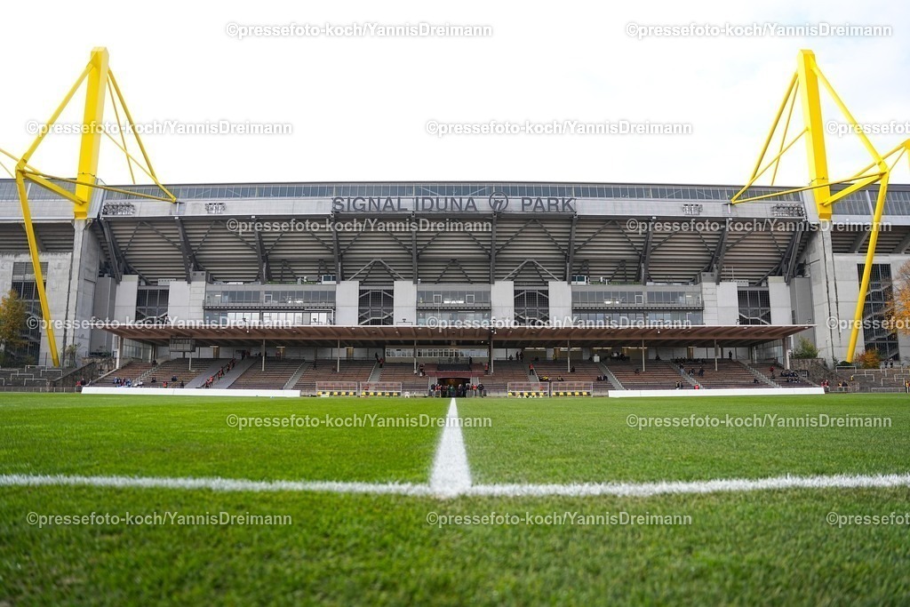 xYDRx08112501108 | 08.11.2025, xydrx, Fußball, Regionalliga West, Borussia Dortmund II - FC Schalke 04 II, Saison 2025 2026, Stadion Rote Erde:  Übersichtsbild,