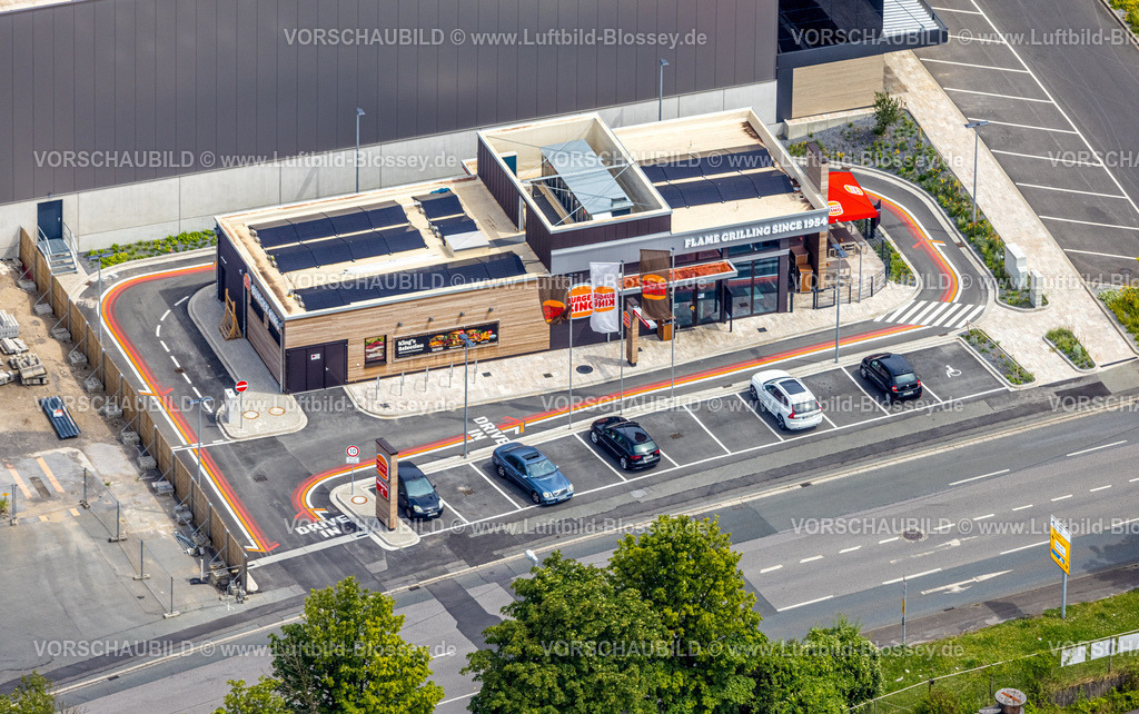 Muelheim240703202 | Luftbild, neues Burger-King Restaurant im Hafen, Speldorf, Mülheim an der Ruhr, Ruhrgebiet, Nordrhein-Westfalen, Deutschland