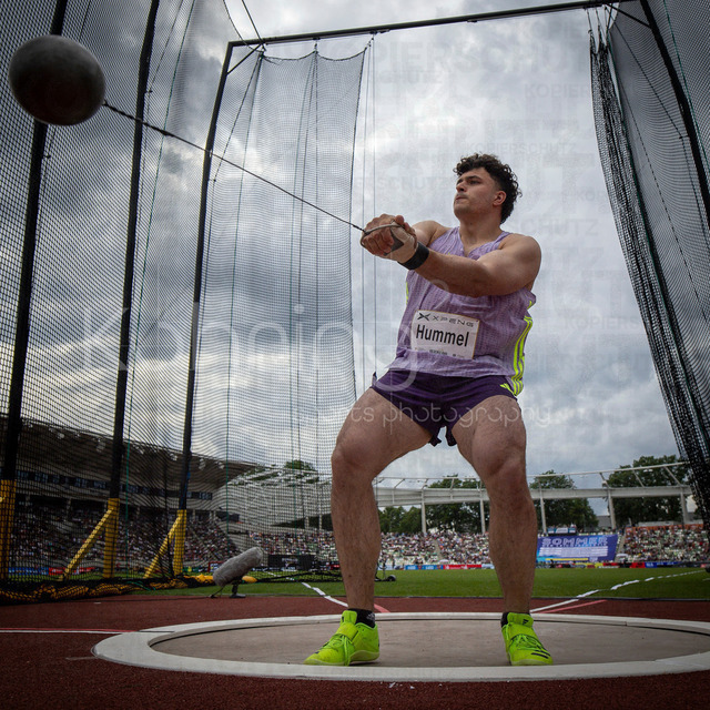 Golden Oval; Dresden, 31.05.2026 | DRESDEN , GERMANY - MAY 31:  Merlin Hummel (GER / Germany) competes in the hammer throw during the Golden Oval Continental Tour Silver meeting on May 31, 2026 at Heinz-Steyer-Stadion in Dresden, Saxony, Germany.