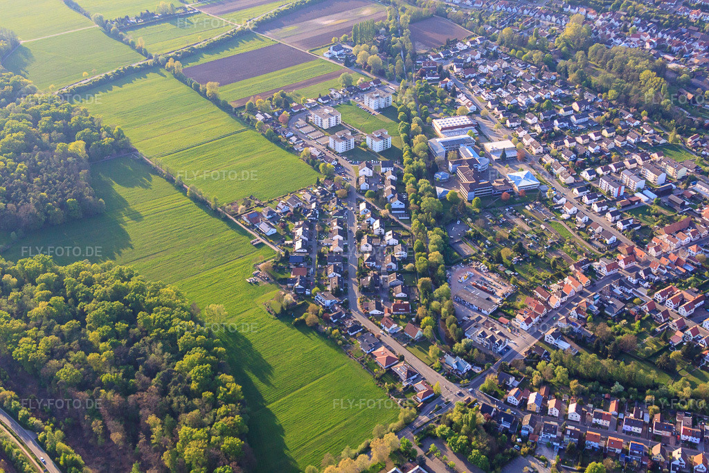 Luftbild: Albert-Detzel-Straße in Herxheim bei Landau im Bundesland Rheinland-Pfalz in Deutschland. Foto: IMG_64316.jpg vom 11.04.2014 durch Werner Riehm/FLY-FOTO.de