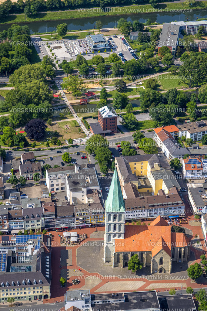 Hamm220504671 | Luftbild, Wassersportzentrum an der Adenauerallee sowie Sichtachse mit Nordringpark und evang. Pauluskirche, Mitte, Hamm, Ruhrgebiet, Nordrhein-Westfalen, Deutschland