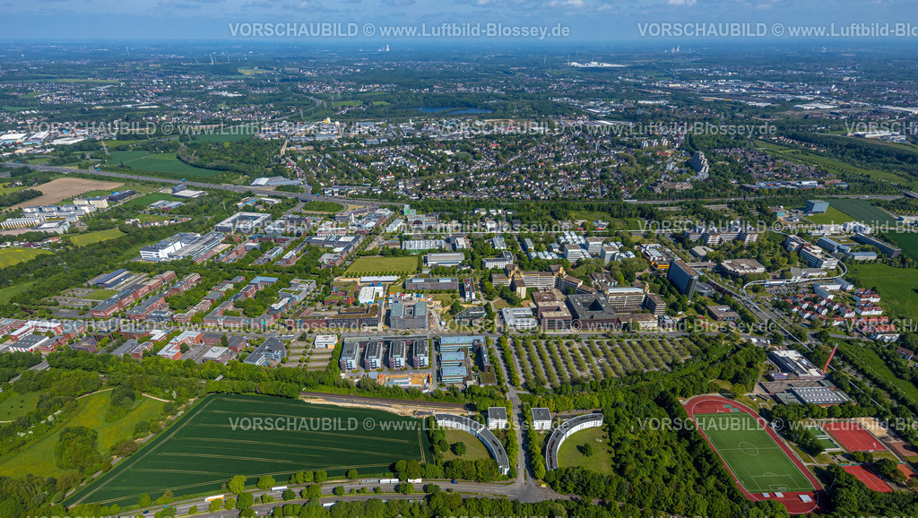Dortmund230504381 | Luftbild, TU Technische Universität Dortmund, Technologiezentrum (TZDO), halbrunde Wohnanlagen des Studierendenwerks, Blick nach Do.-Dorstfeld, Eichlinghofen, Dortmund, Ruhrgebiet, Nordrhein-Westfalen, Deutschland