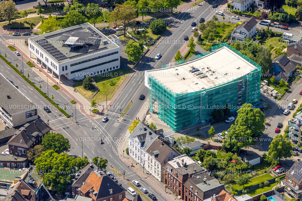 Hamm250500443Musikschule | Luftbild, Sanierung der Städtischen Musikschule, Baustelle mit Baugerüst und Verhüllung, Mitte, Hamm, Ruhrgebiet, Nordrhein-Westfalen, Deutschland