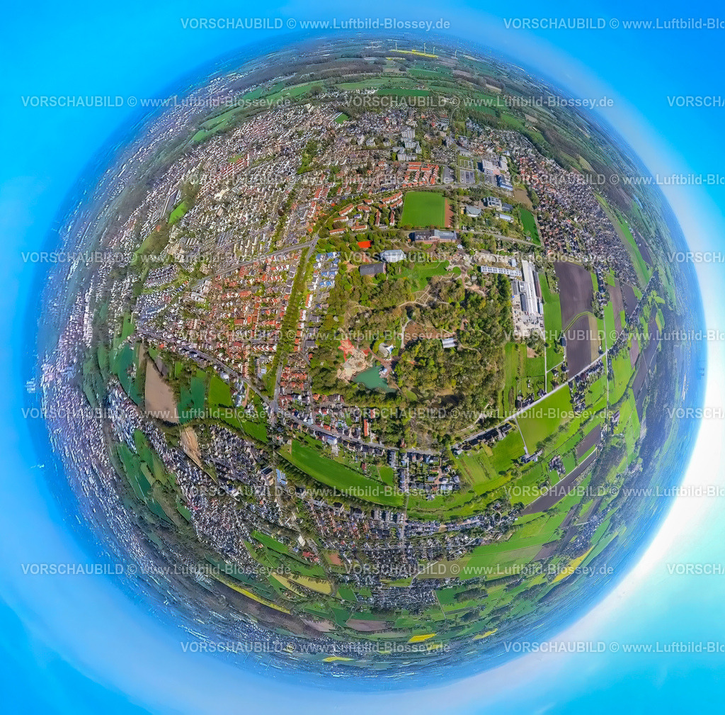 Hamm230490004WerriesMaxPark-topaz | Luftbild, Maximilianpark Freizeitanlage, MaxiPark, Erdkugel, Fisheye Aufnahme, Fischaugen Aufnahme, 360 Grad Aufnahme, Uentrop, Hamm, Ruhrgebiet, Nordrhein-Westfalen, Deutschland