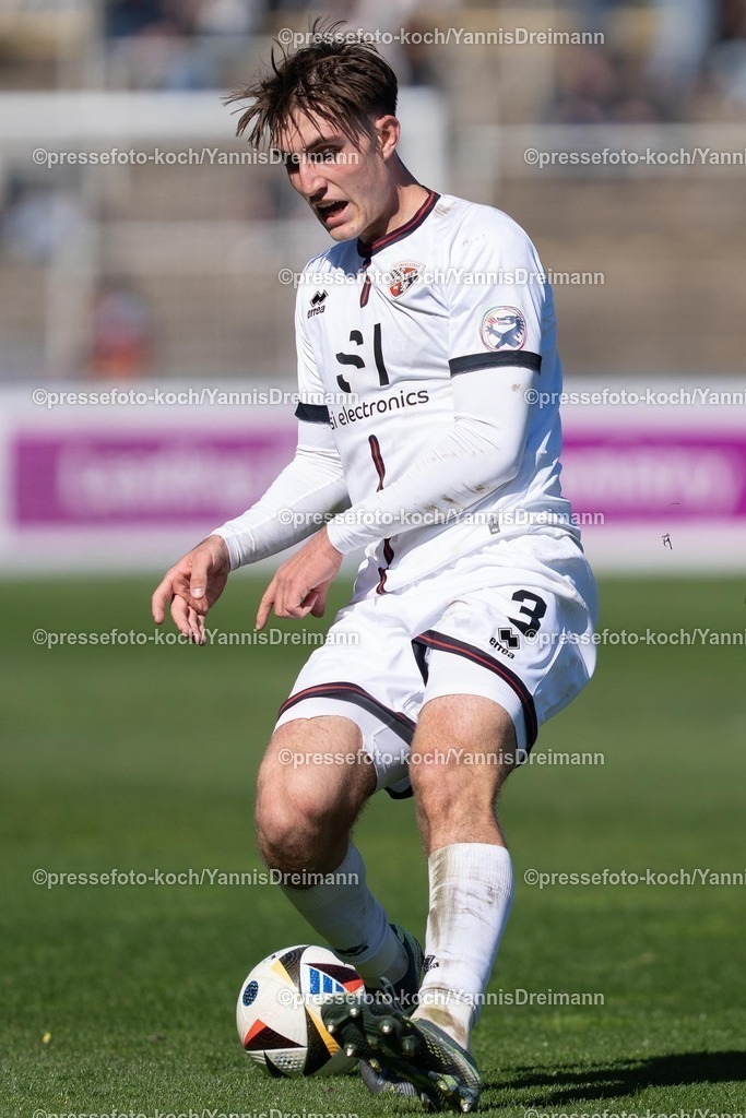 xydr06042501072 | 06.04.2025, xydrx, Fußball, Borussia Dortmund II - FC Ingolstadt 04, 3.Liga, Stadion Rote Erde, Saison 2024 2025: Elias Decker (FC Ingolstadt #3) DFB regulations prohibit any use of photographs as image sequences and or quasi-video.