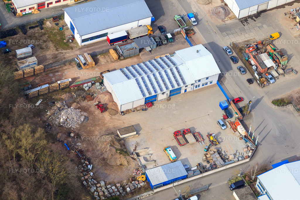 Luftbild: Kamin- und Schornsteintechnik in Herxheim bei Landau im Bundesland Rheinland-Pfalz in Deutschland. Foto: IMG_37771.jpg vom 12.03.2011 durch Werner Riehm/FLY-FOTO.de