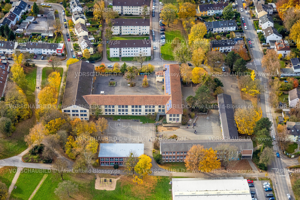 Hagen251102045 | Luftbild, Schule Rahel-Varnhagen-Kolleg am Fritz-Steinhoff-Park, herbstliche Bäume, Emst, Hagen, Ruhrgebiet, Nordrhein-Westfalen, Deutschland