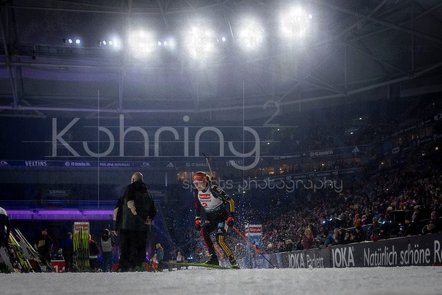 bett1.de WTC Biathlon auf Schalke, 28.12.2025 | Janina Hettich-Walz (Team Deutschland 1) bei der World Team Challenge (bett1.de WTC Biathlon auf Schalke) am 28.12.2025 in der Veltins-Arena in Gelsenkirchen (Deutschland). 