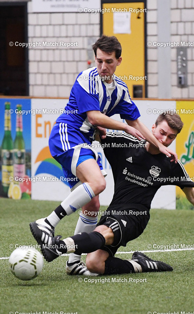 Hallenfussball; Stadtteilpokal Horb 2017/2018 | Hallenfussball; Stadtpokal Horb 2017/2018   04.01.201836. Turnier Ausrichter SV DiessenFINALESG Ahldorf / Muehlen - SG Dettlingen / Bittelbronn /DiessenMarcel Schmollinger (li, SG A /M) gegen Stephan Siegert ( SG Dettlingen / Bittelbronn /Diessen)FOTO: Pressefoto ULMER/Markus UlmerxxNOxMODELxRELEASExx