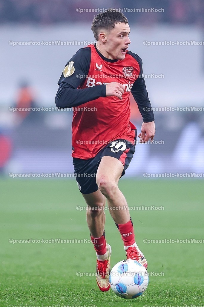 DFB05022502305 | 05.02.2025, Fußball, DFB-Pokal Viertelfinale, Bayer 04 Leverkusen - 1.FC Köln, BayArena, Saison 2024 2025: Florian Wirtz (Bayer04 Leverkusen #10)DFB regulations prohibit any use of photographs as image sequences and or quasi-video.