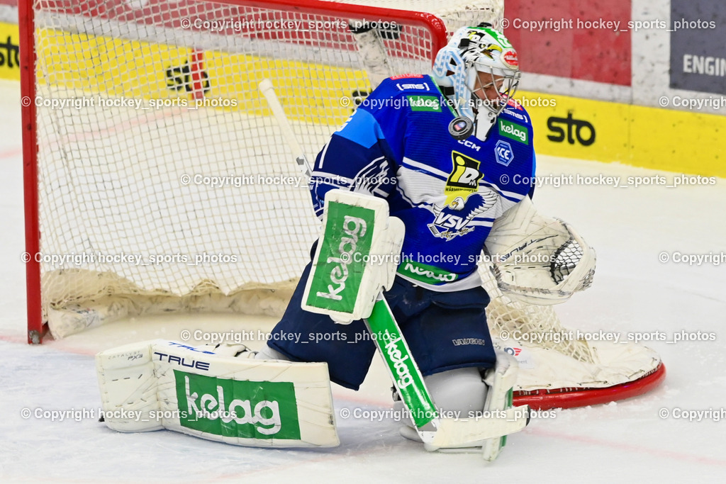 EC IDM WÄRMEPUMPEN VSV vs. HYDRO FEHERVAR AV 19 | #1 LAMOUREUX JEAN PHILIPPE EC VSV, win2day ice hockey league Puck, EC IDM WÄRMEPUMPEN VSV vs. HYDRO FEHERVAR AV 19, EC IDM WÄRMEPUMPEN VSV vs. HYDRO FEHERVAR AV 19 am 20.11.2024 in Villach (Stadthalle Villach), Austria, (Photo by Bernd Stefan)