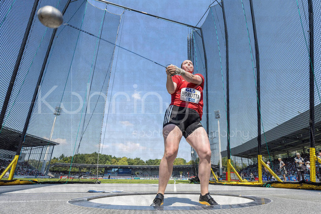 Deutsche Leichtathletik-Meisterschaften; Bochum-Wattenscheid, 25.07.2026 | Samantha Borutta (Eintracht Frankfurt e.V.), Hammerwurf; Deutsche Leichtathletik-Meisterschaften am 25.07.2026 im Lorheide-Stadion, Bochum-Wattenscheid (Nordrhein-Westfalen).