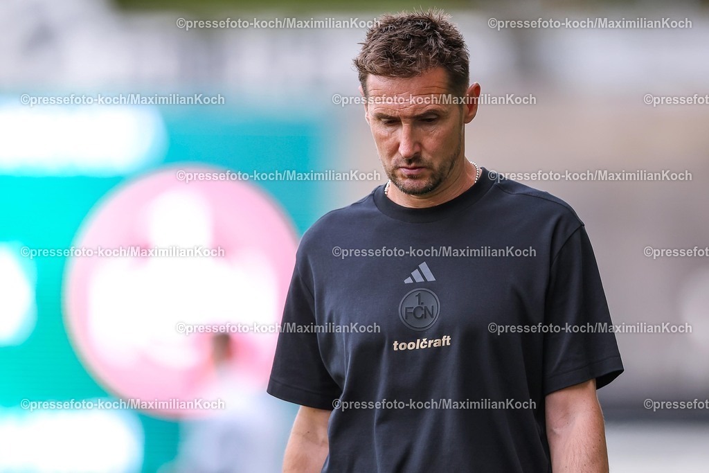 PRM22082501002 | 22.08.2025, Fußball, Preußen Münster - 1. FC Nürnberg, 2. Fußball Bundesliga,  Preußenstadion, Saison 2025 2026: Cheftrainer Miroslav Klose (1FC Nuernberg #hc)  DFB regulations prohibit any use of photographs as image sequences and or quasi-video.