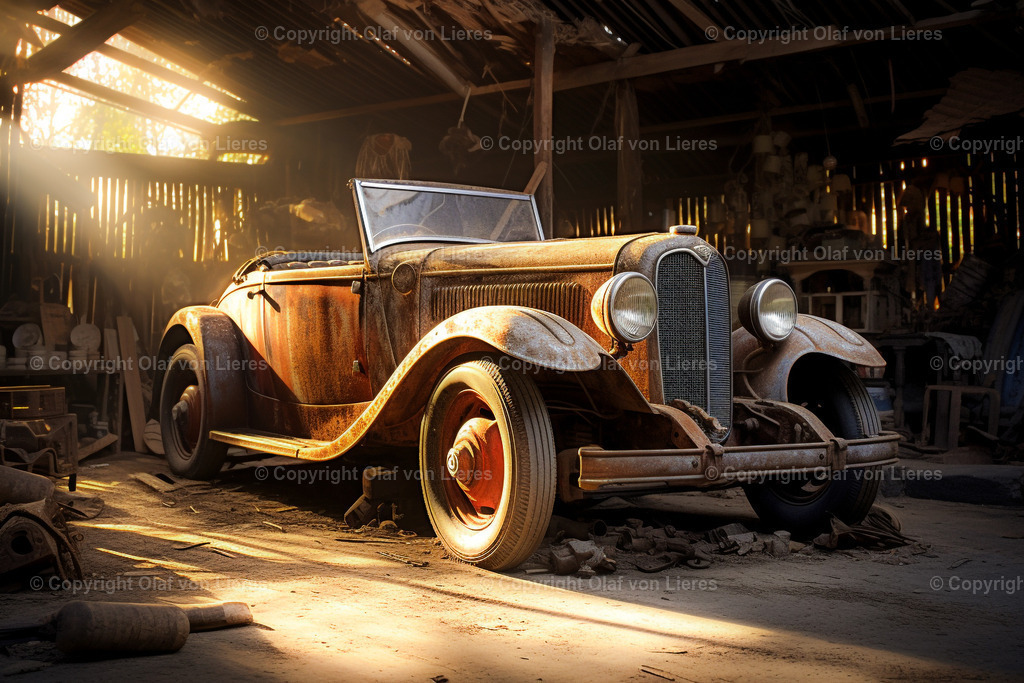 Garagenfund in staubiger Garage | Oldtimer in Garage