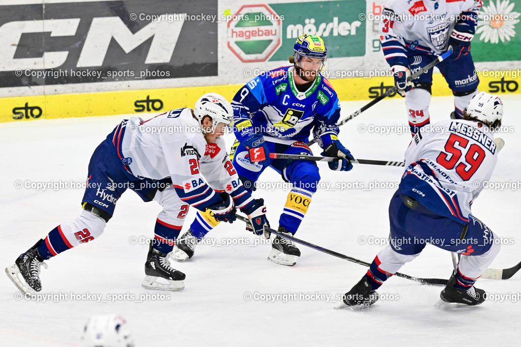 EC IDM WÄRMEPUMPEN VSV vs. HYDRO FEHERVAR AV 19 | #26 Kulmala Rasmus HYDRO FEHERVAR, #9 RAUCHENWALD Alexander EC VSV, #59 Messner Joel HYDRO FEHERVAR, EC IDM WÄRMEPUMPEN VSV vs. HYDRO FEHERVAR AV 19, EC IDM WÄRMEPUMPEN VSV vs. HYDRO FEHERVAR AV 19 am 20.11.2024 in Villach (Stadthalle Villach), Austria, (Photo by Bernd Stefan)